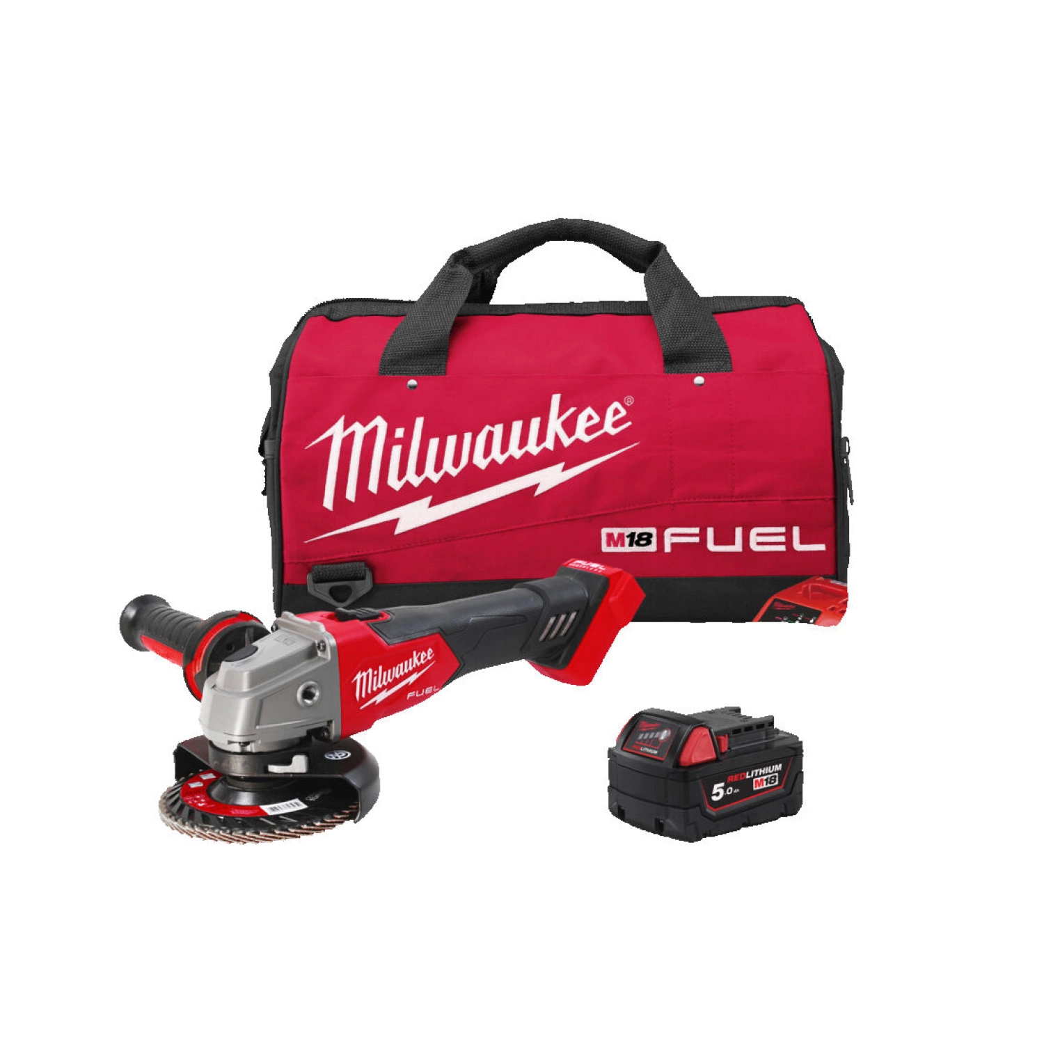 Milwaukee M18 FSAG125XB-501B 18V Li-ion accu haakse slijper set (1x 5.0Ah accu) in tas - 125mm-image