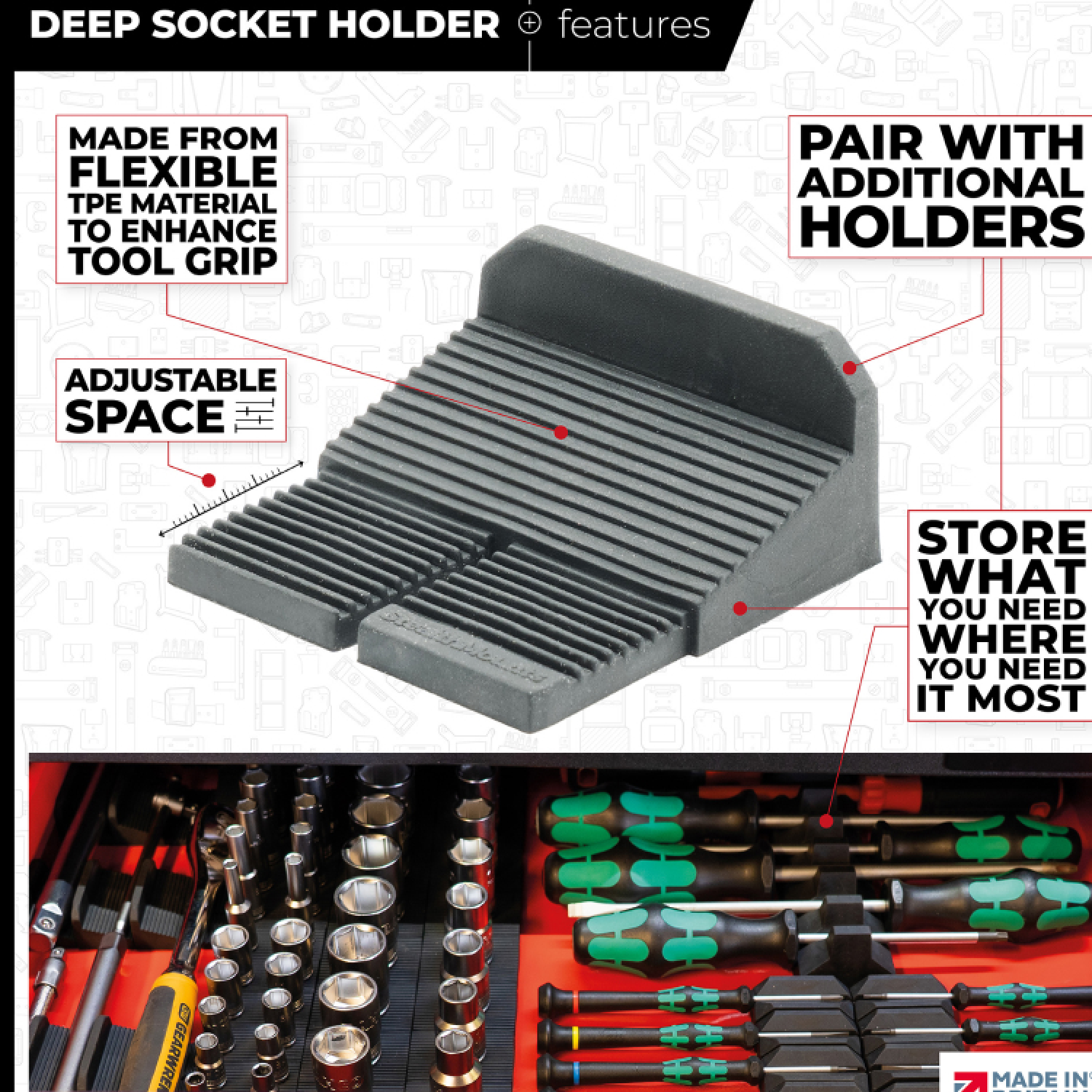 StealthMounts DHSP-SW-SK-10 Drawer Hive Deep Krachtdophouder universeel voor ladekast - zwart - 10 stuks-image