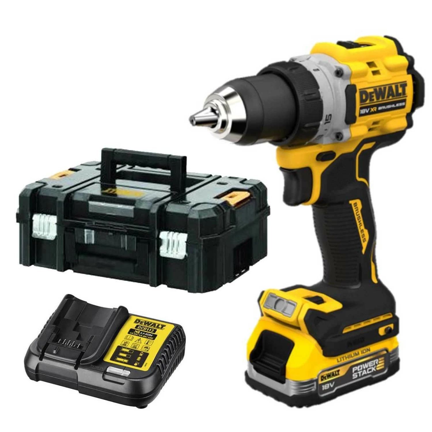 DeWALT DCD805E1T-QW 18V Li-ion XR Accu Klopboormachine G3 set (1x POWERSTACK accu) in TSTAK koffer - koolborstelloos-image