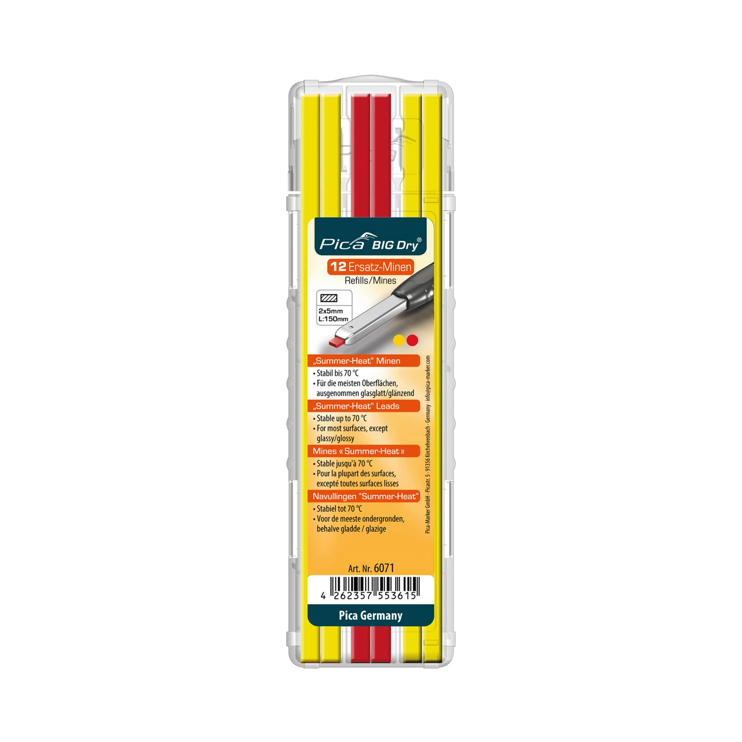 Pica 6071 BIG Dry Navulling Zomer Mijnen - Geel/Rood (12st)
