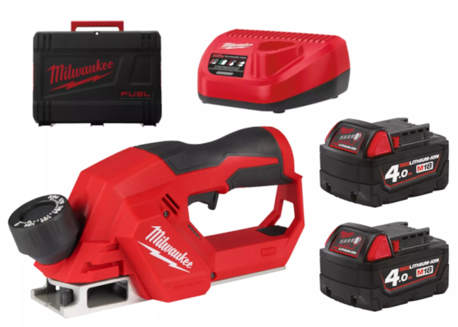 Milwaukee M12 BLP-402X koolborstelloze schaafmachine (2x 4.0 Ah Accu) in HD box - 12V-image