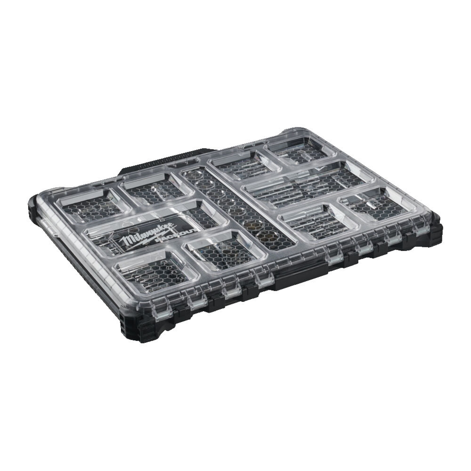 Milwaukee 4932493661 Jeu de clés à cliquet et de douilles PACKOUT avec entraînement 1/4" et 1/2" (63 pièces)-image