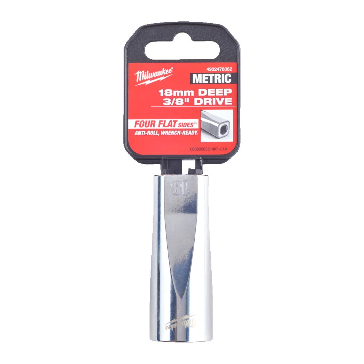 Milwaukee 4932478362 Dop - 3/8" FOUR FLAT™ lang - 18mm-image