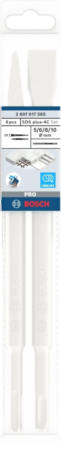 Bosch 2607017585 Jeu de 6 burins et forets SDS plus-4C PRO-image
