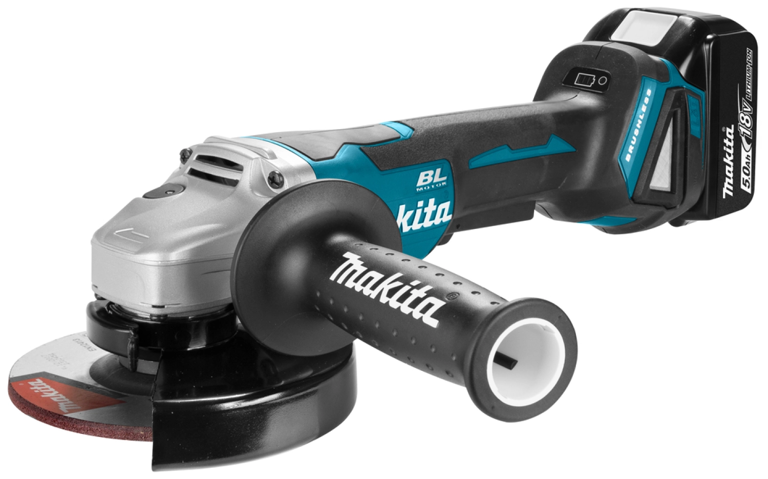 Makita DGA505RTJ 18V Li-Ion Accu haakse slijper set (2x 5.0Ah accu) in Mbox - 125mm - koolborstelloos - softstart-image