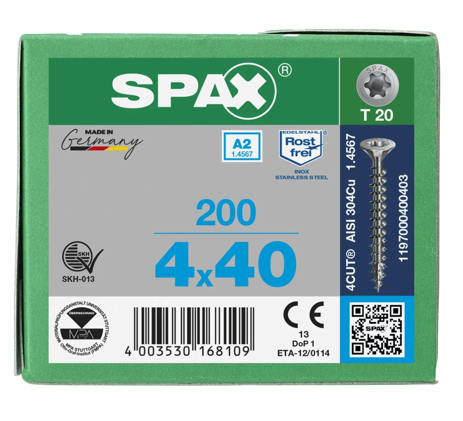 SPAX RVS schroeven verzonken kop - voldraad - T20 - 4.0x40 mm (200st)-image