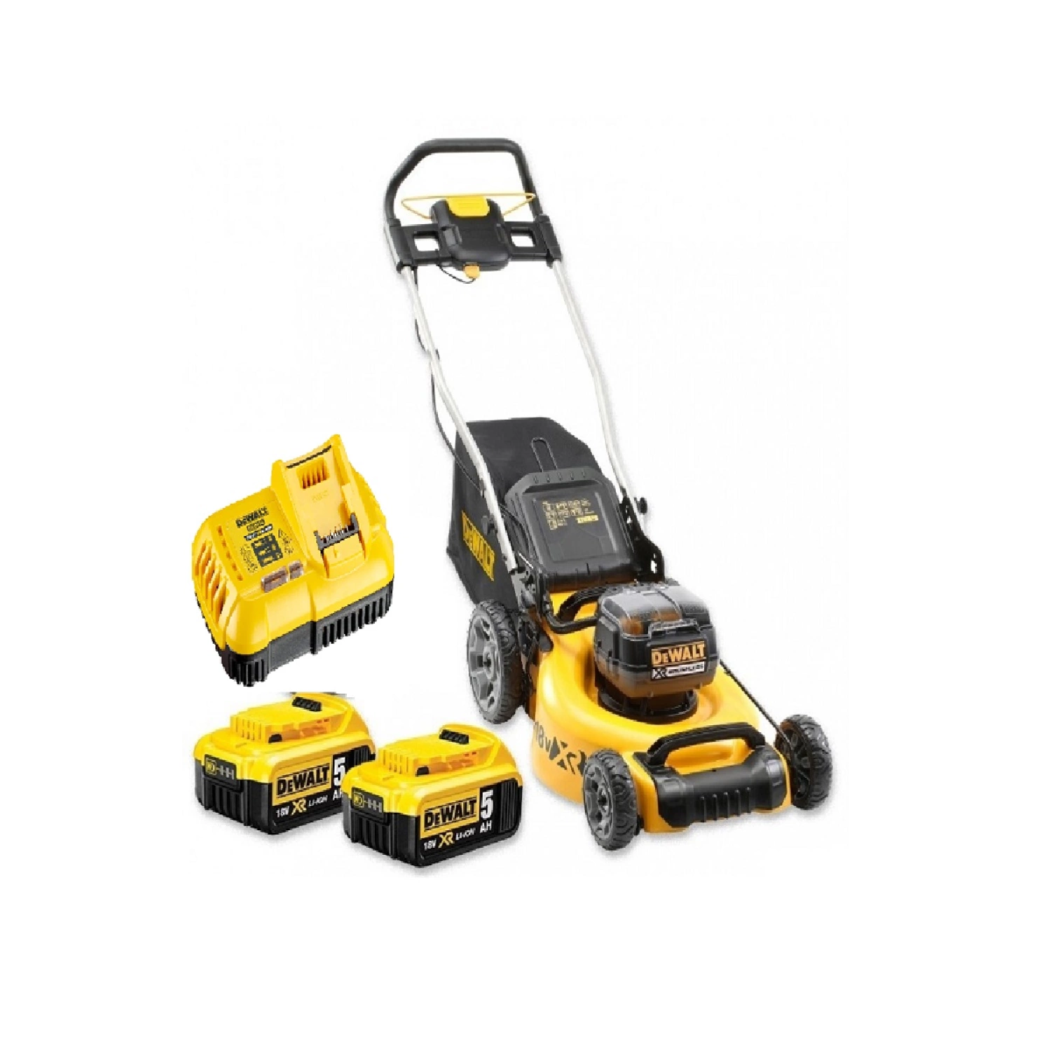 DeWALT DCMW564P2 18V Li-Ion Accu Grasmaaier set (2x 5.0Ah accu) incl. 1 opvangzak - 55L - 48cm-image