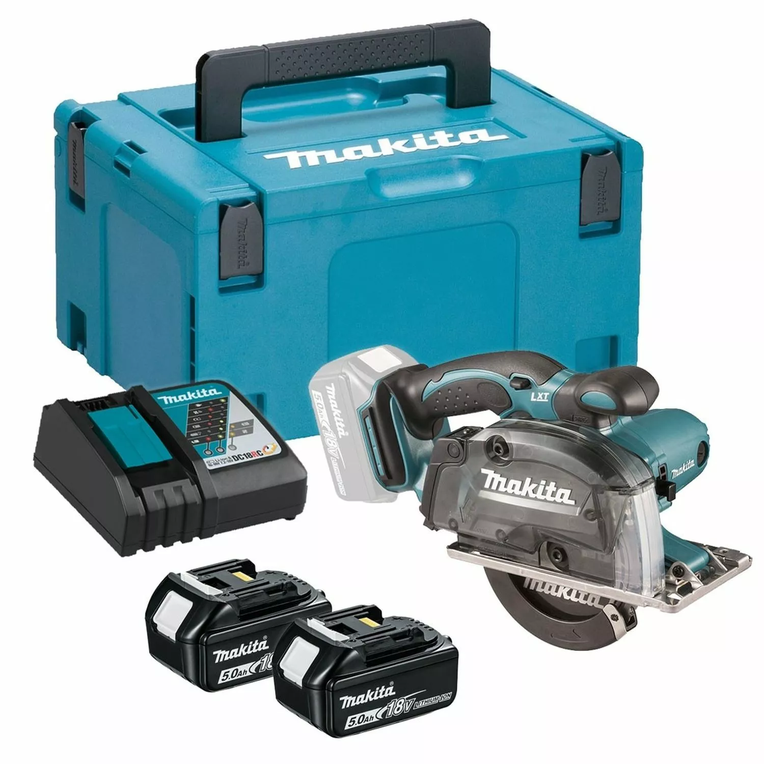 Makita DCS552RTJ 18V Li-Ion Accu metaalcirkelzaag set (2x 5.0Ah accu) in Mbox - 136mm-image