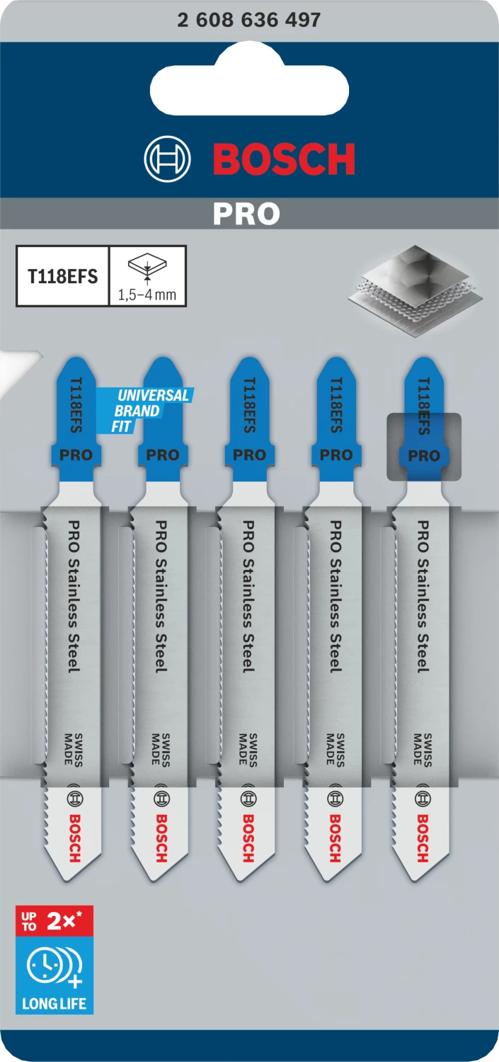 Bosch PRO T118EFS Stainless Steel decoupeerzaagblad - 83mm - RVS (5st)-image