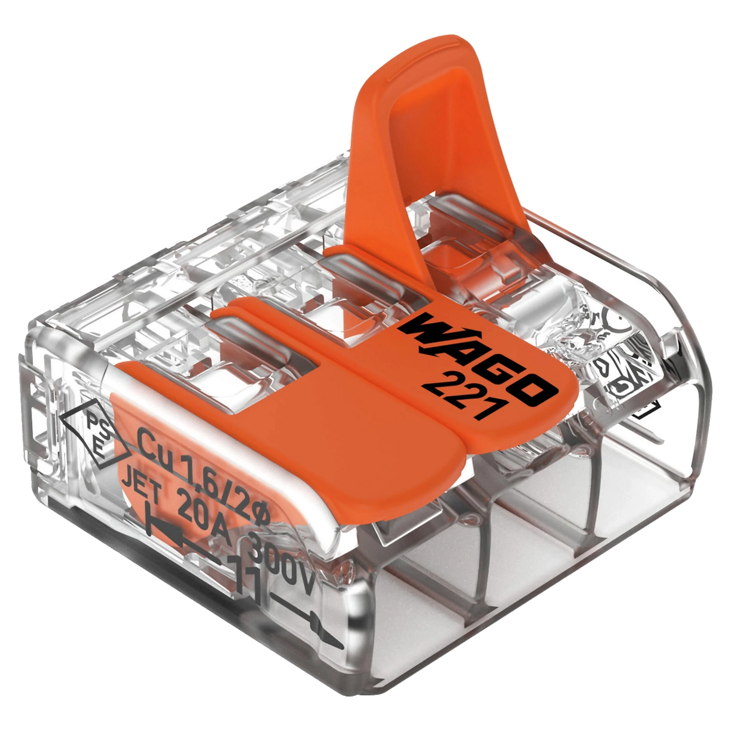 Wago 221-413 Connecteur de câble 3 pôles - 4 mm - refermable - transparent-orange (50 pcs)-image