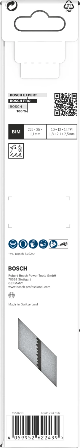 Bosch PRO S1137HBF Lame de scie sabre Thick Metal Precise - 225 mm - métal (5 pièces)