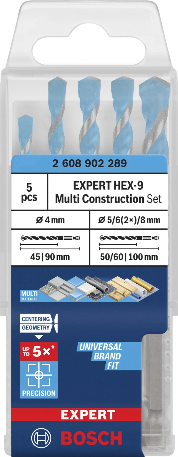 Bosch EXPERT 2608902289 5-delige HEX-9 MultiConstruction borenset - 4/5/6/6/8mm-image