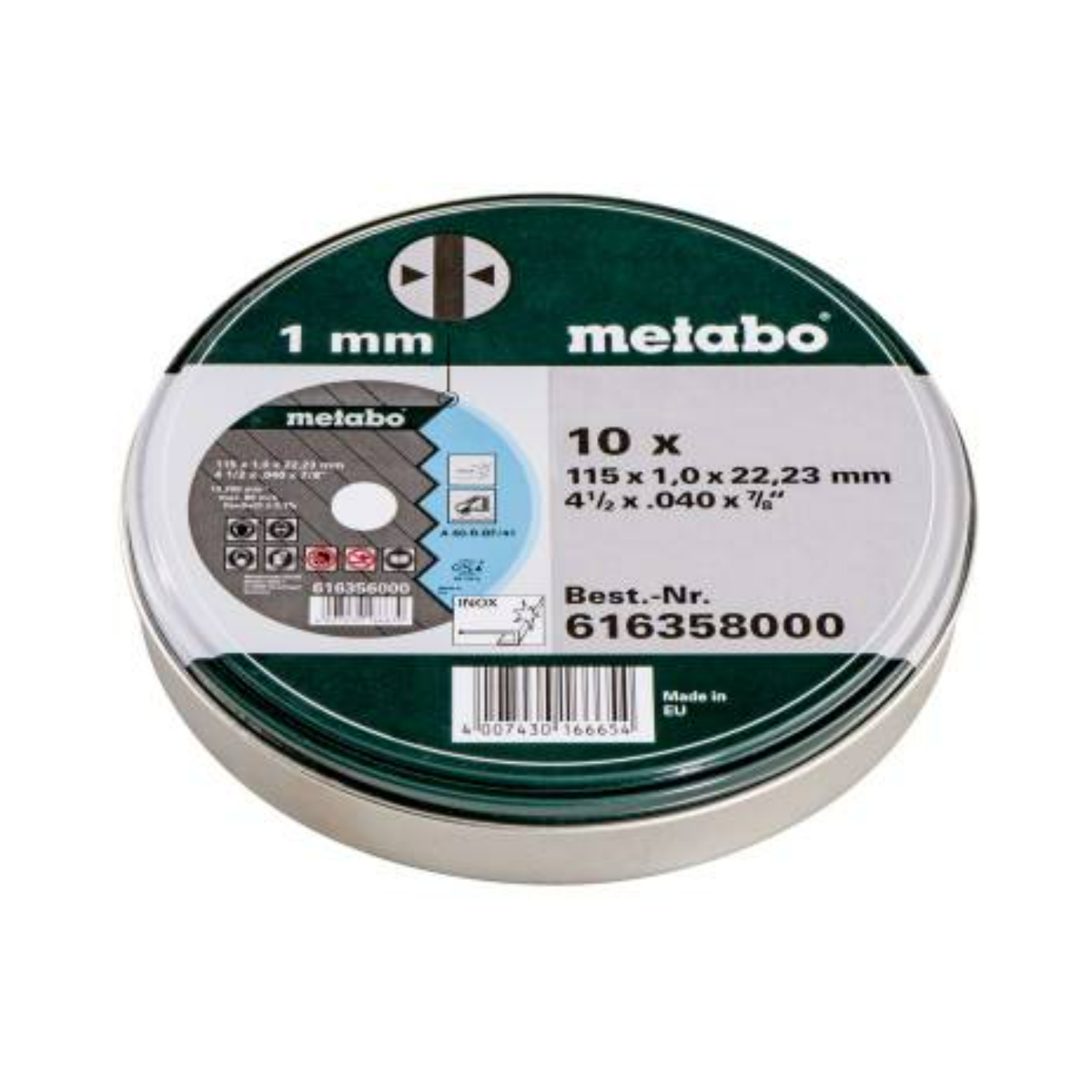 Metabo 616358000 Doorslijpschijf - 115 x 1 x 22,23mm-image