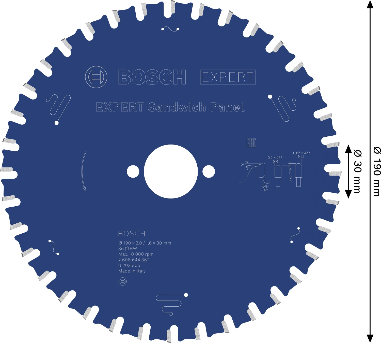 Bosch 2608644367 - Lame de Scie Circulaire Expert pour SandwichPanel, 190 x 30 mm, 36D-image