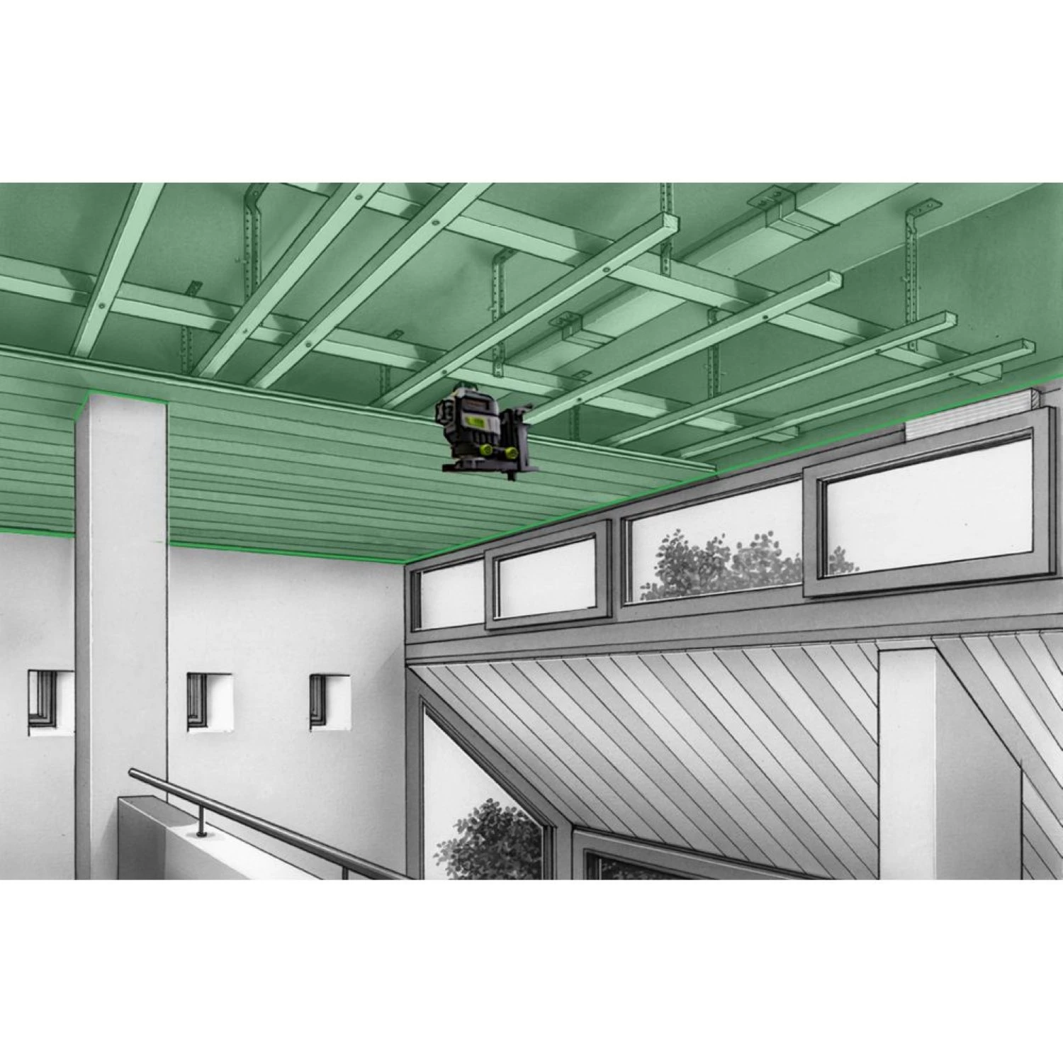 Laserliner MasterPlane-Laser 3G Pro 360° Kruislijnlaser set in L-boxx - 3 lijnen - groen - 3x 55m - IP64 + VarioStand L Laserstatief-image