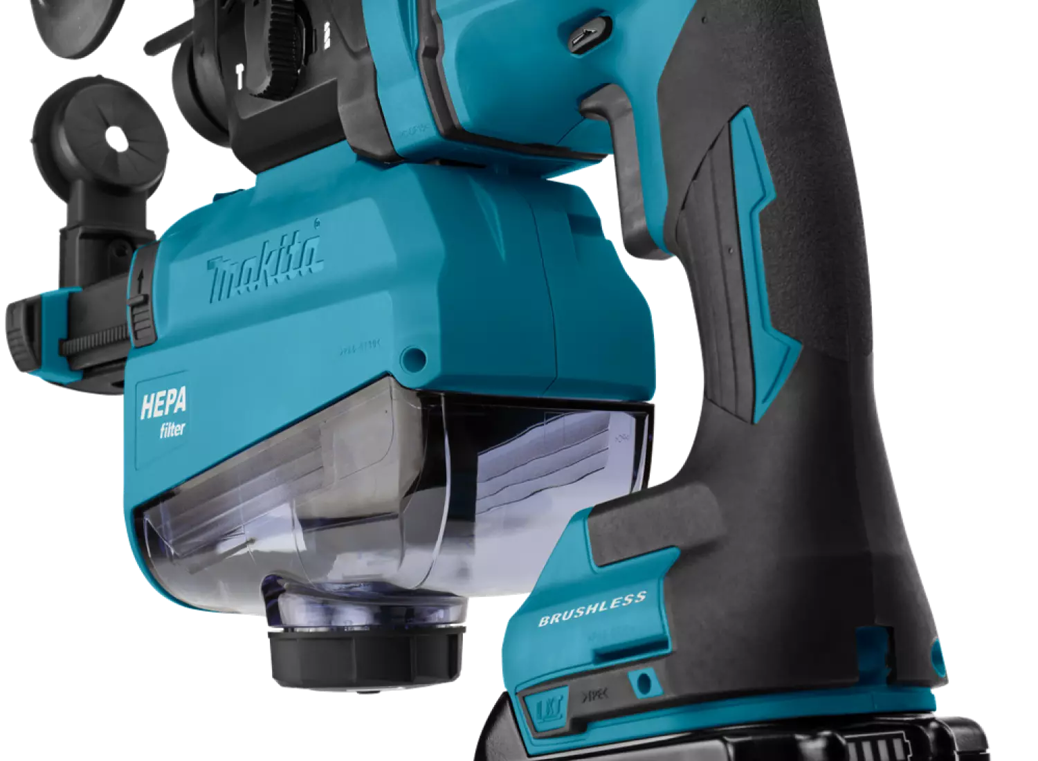 Makita DHR182ZWJU - Perforateur burineur sans-fil - 18V Li-ion - SDS-plus - Machine seule - Système d'aspiration - MAKPAC - 1,7 J - Brushless-image