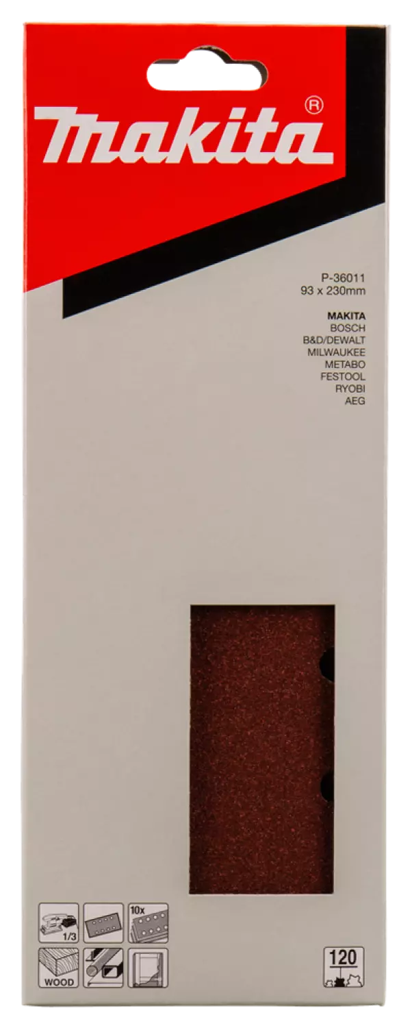 Makita P-36011 Vlak schuurvel Red - K120 - 93 x 228mm (10st)-image