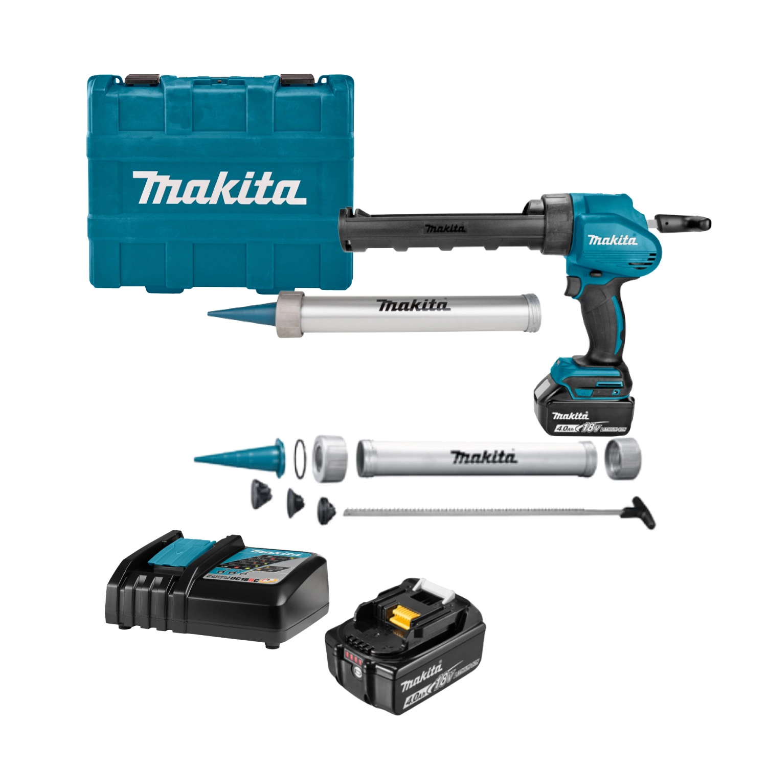 Makita DCG180RMX 18V Li-Ion Accu lijm- en kitspuit set (1x 4.0Ah accu) incl. kokerhouder- en worsthouder in koffer-image