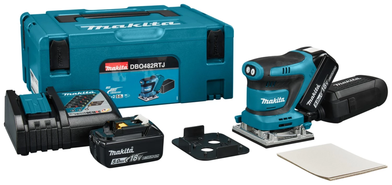 Makita DBO482RTJ LXT 18V Li-ion Accu Handheld Palm Sander Set (2x 5.0 Ah) in Mbox-image