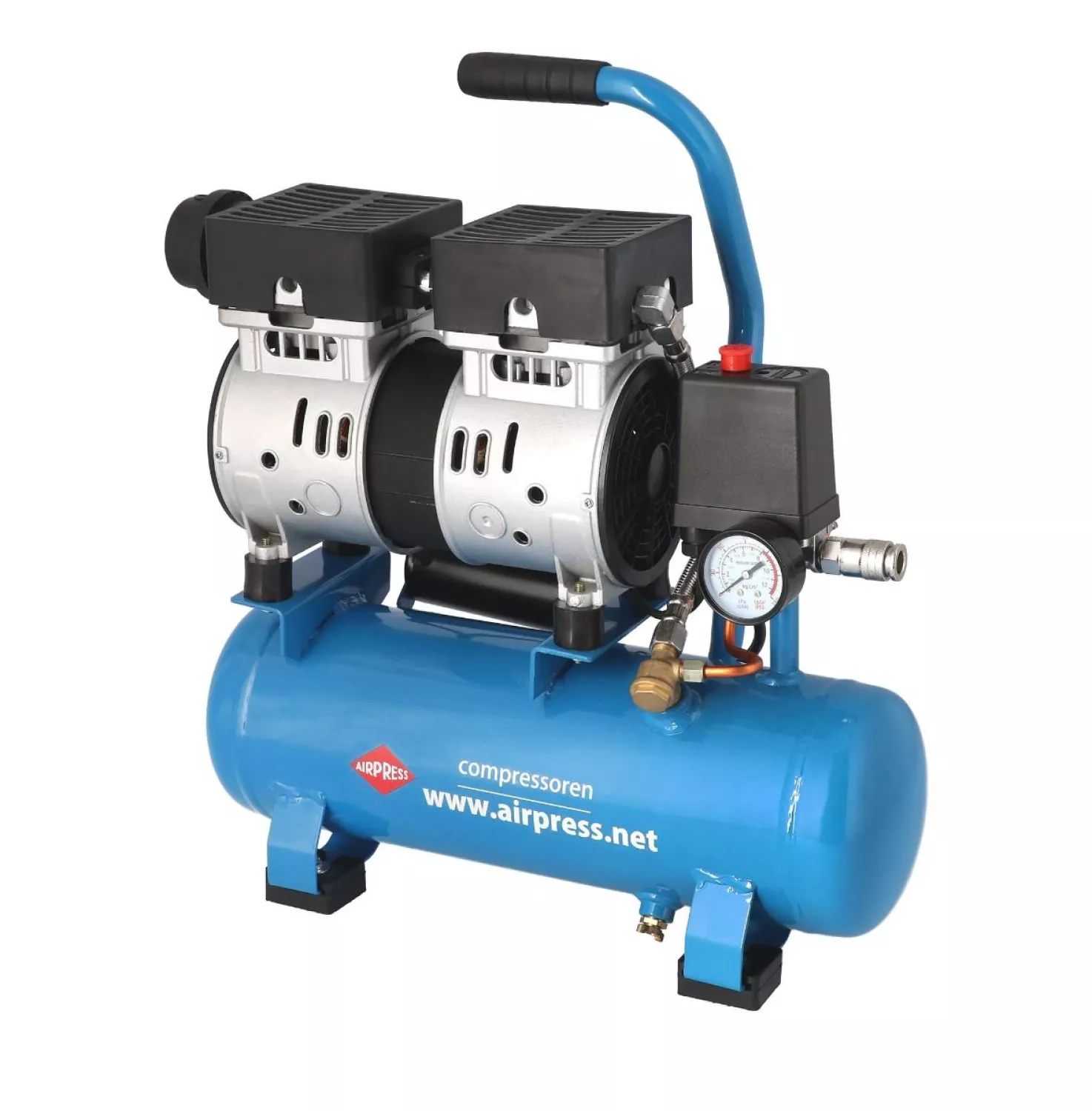 Airpress L 6-105 Silent Compressor - Olievrij - 8 bar - 6L - met gratis 7-delige Airpress accessoiresset