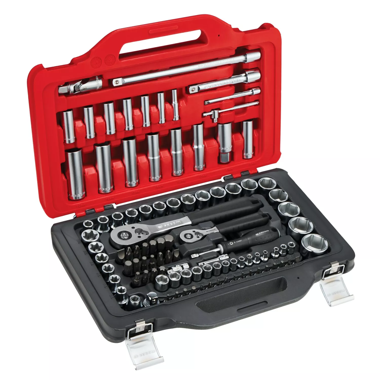 Facom RSL.151-EP100PB 100-delige Ratel- en doppenset in Twin Box koffer - 1/4" + 1/2"