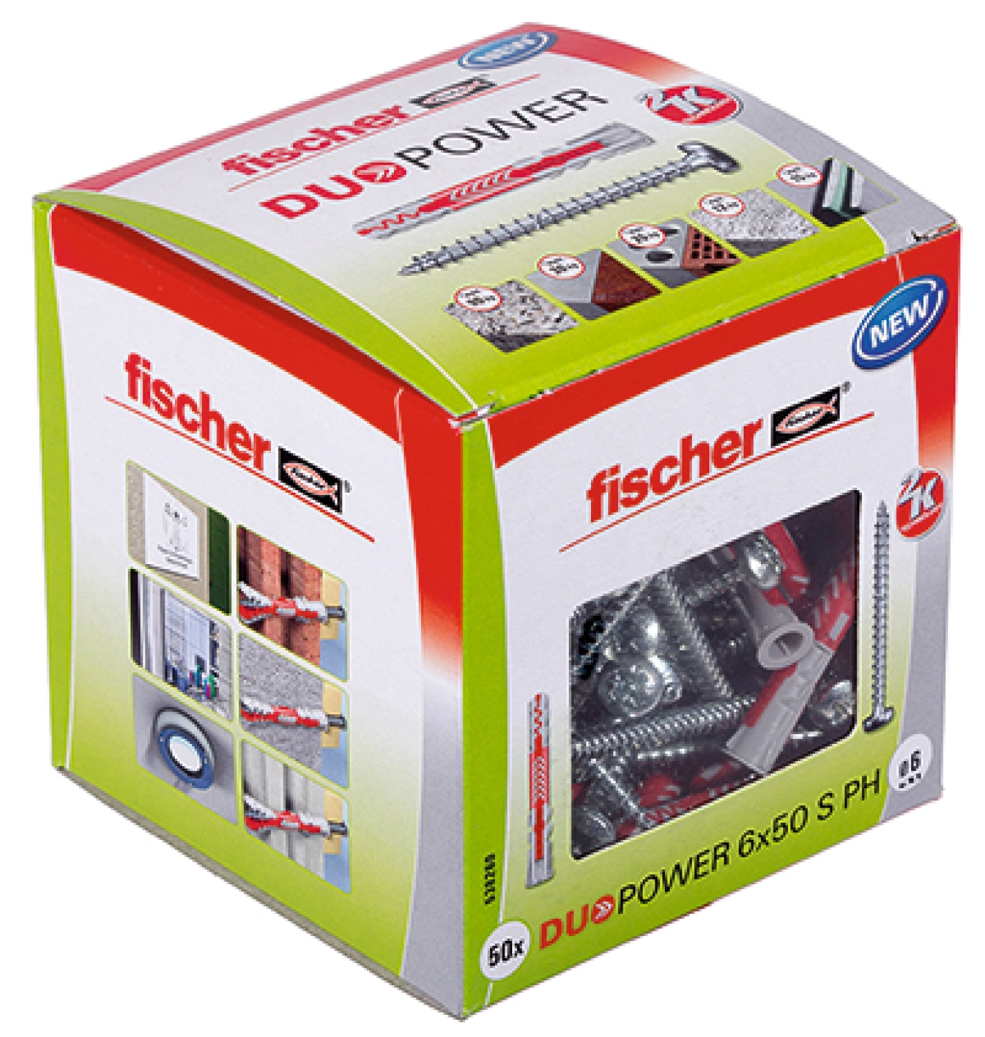 Fischer 538260 - Cheville bi-matière DuoPower 6 x 50 PH avec vis (50pcs) DuoPower 6 x 50 S PH-image