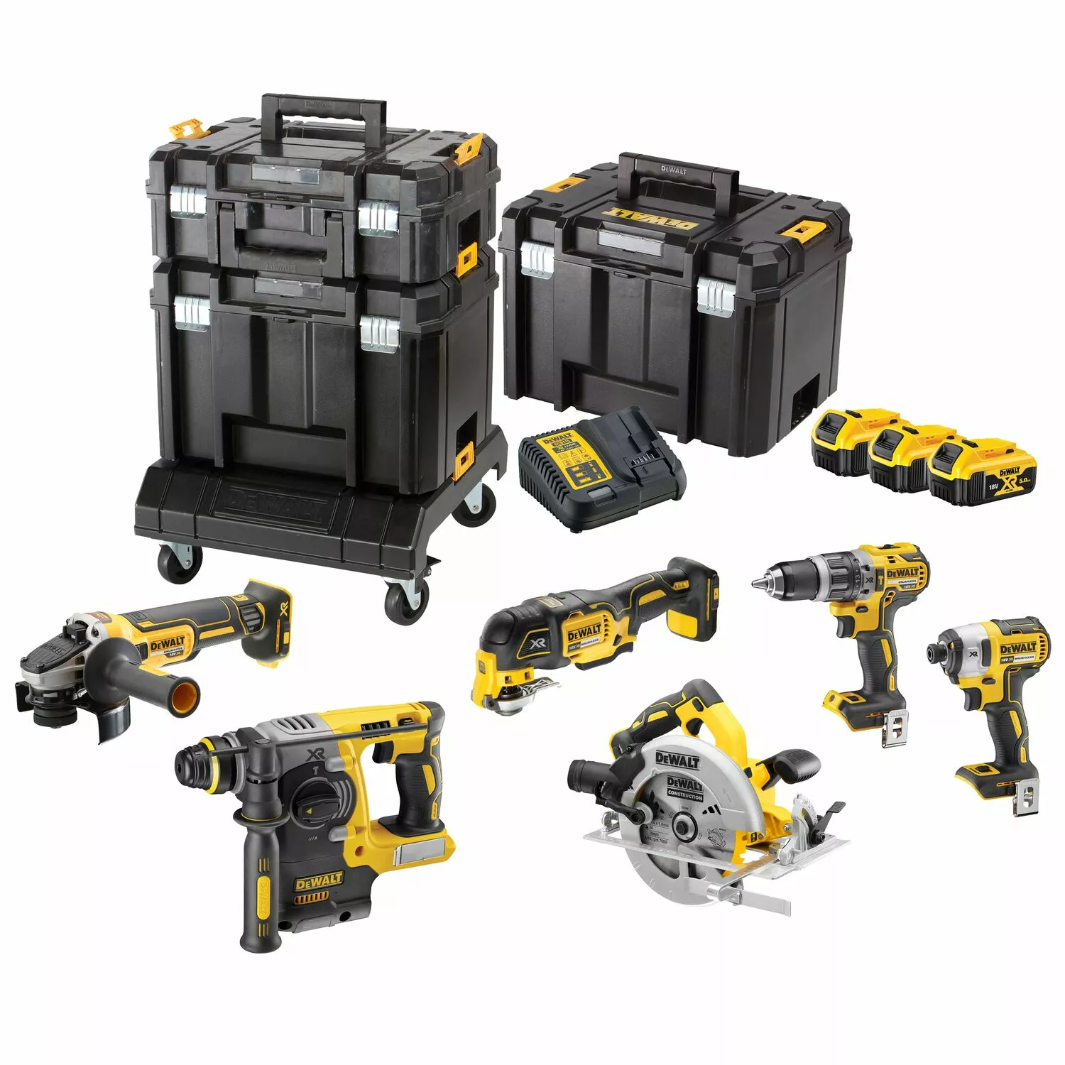 DeWALT DCK685P3T-QW 18V Li-ion XR accu 6-delige combiset (3x 5.0Ah) in TSTAK (incl. trolley) - koolborstelloos-image