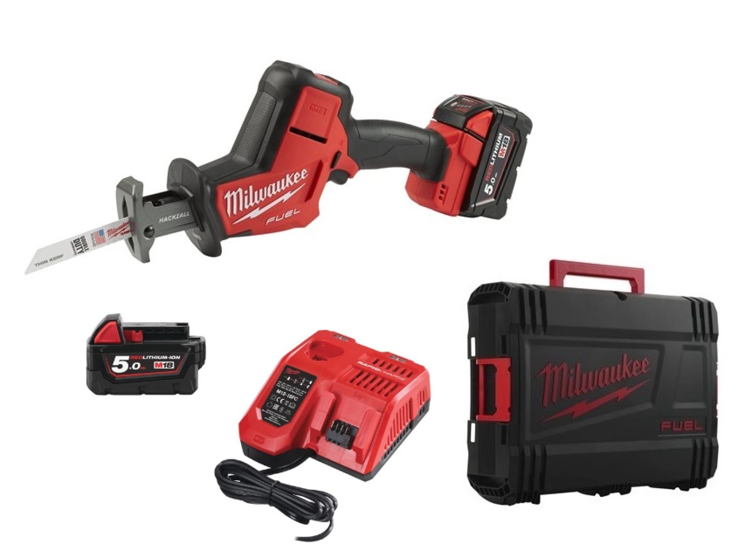 Milwaukee M18 FHZ-502X 18V Li-Ion accu Reciprozaag set (2x 5,0Ah accu) in HD Box - 22mm-image