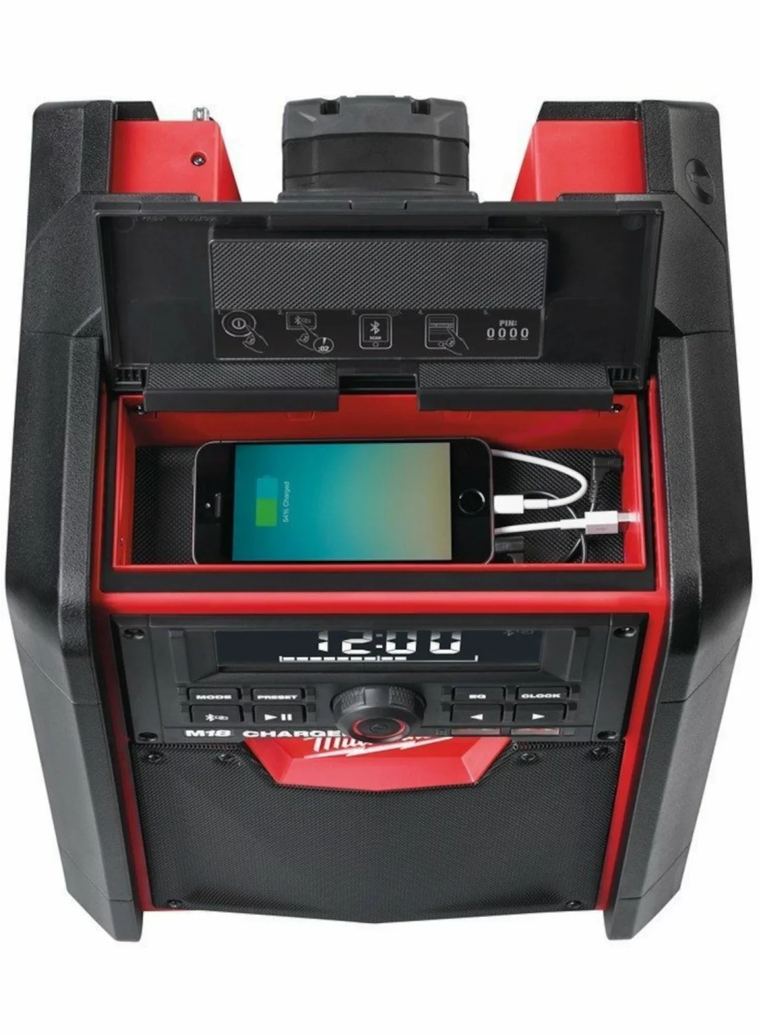 Milwaukee M18 RC-0 Radio de chantier sans fil 18 V Li-Ion avec fonction de recharge - fonctionne sur secteur et batterie-image