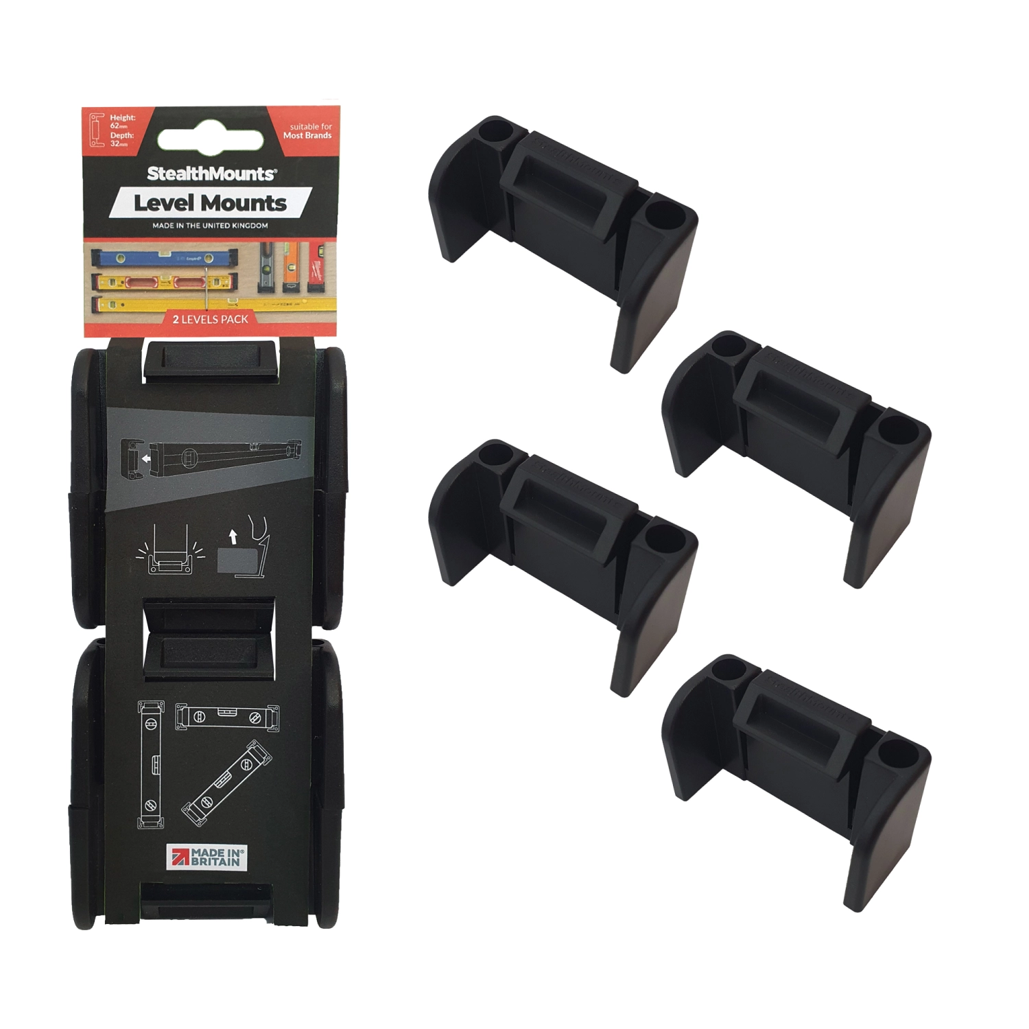 StealthMounts OM-LM-BLK-2 - Supports de niveau StealthMounts - 2 pièces-image