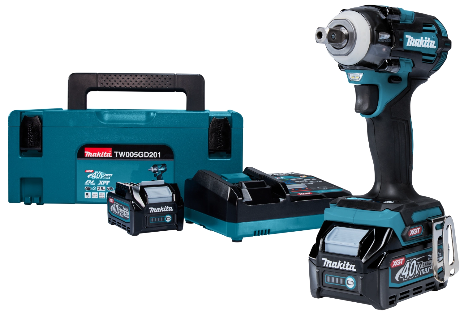 Makita TW005GD201 XGT 40V Max Li-ion accu slagmoersleutel set (2x 2.5Ah) in Mbox - koolborstelloos-image