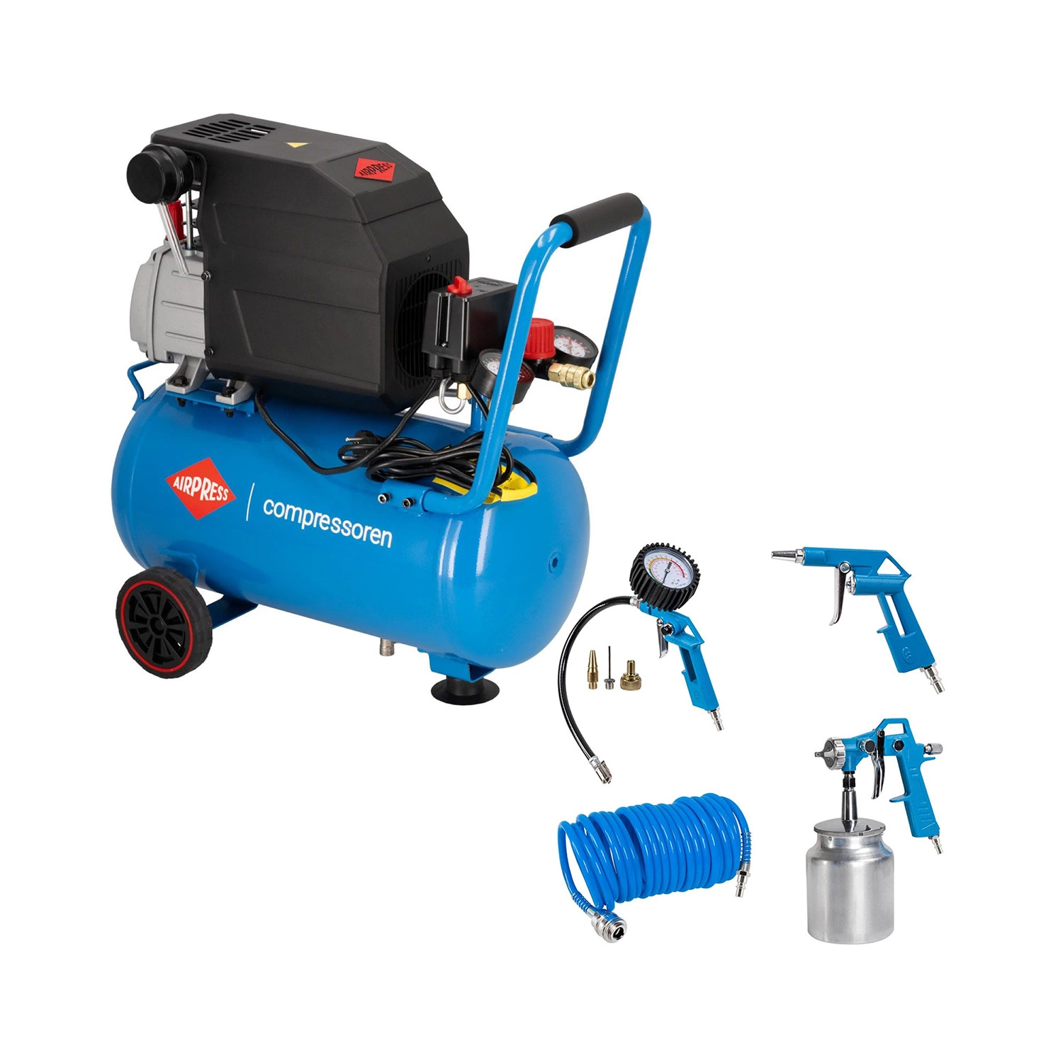 Airpress HL 260-25 Compressor - 8 bar - 206 L/min - 24L - met gratis 7-delige Airpress accessoiresset