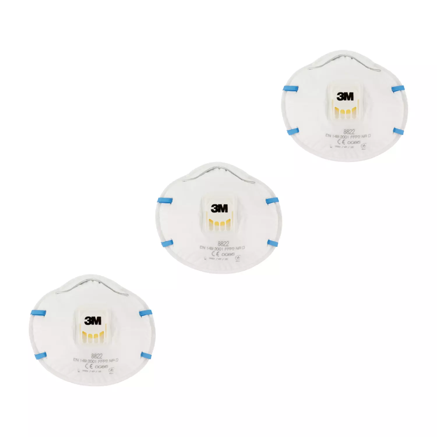 3M Masque protection pour outillages et ponçage manuel 8822 - FFP2 - avec soupape - 3/PK --image