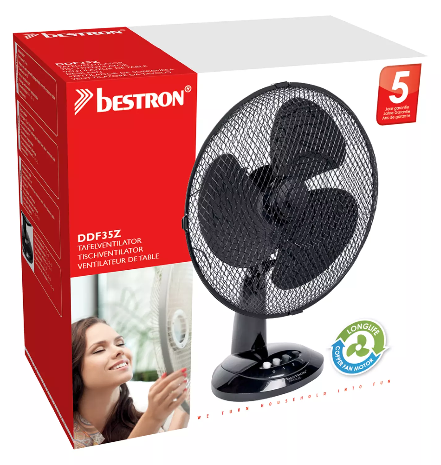 Bestron DDF35Z Bureauventilator - Zwart - 40W - 350mm-image