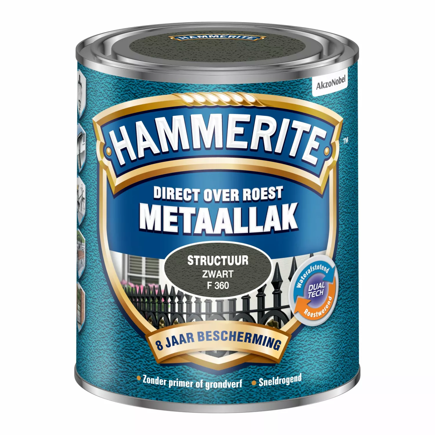 Hammerite Metaallak Structuur - Direct over roest - Zwart - 0,75L-image