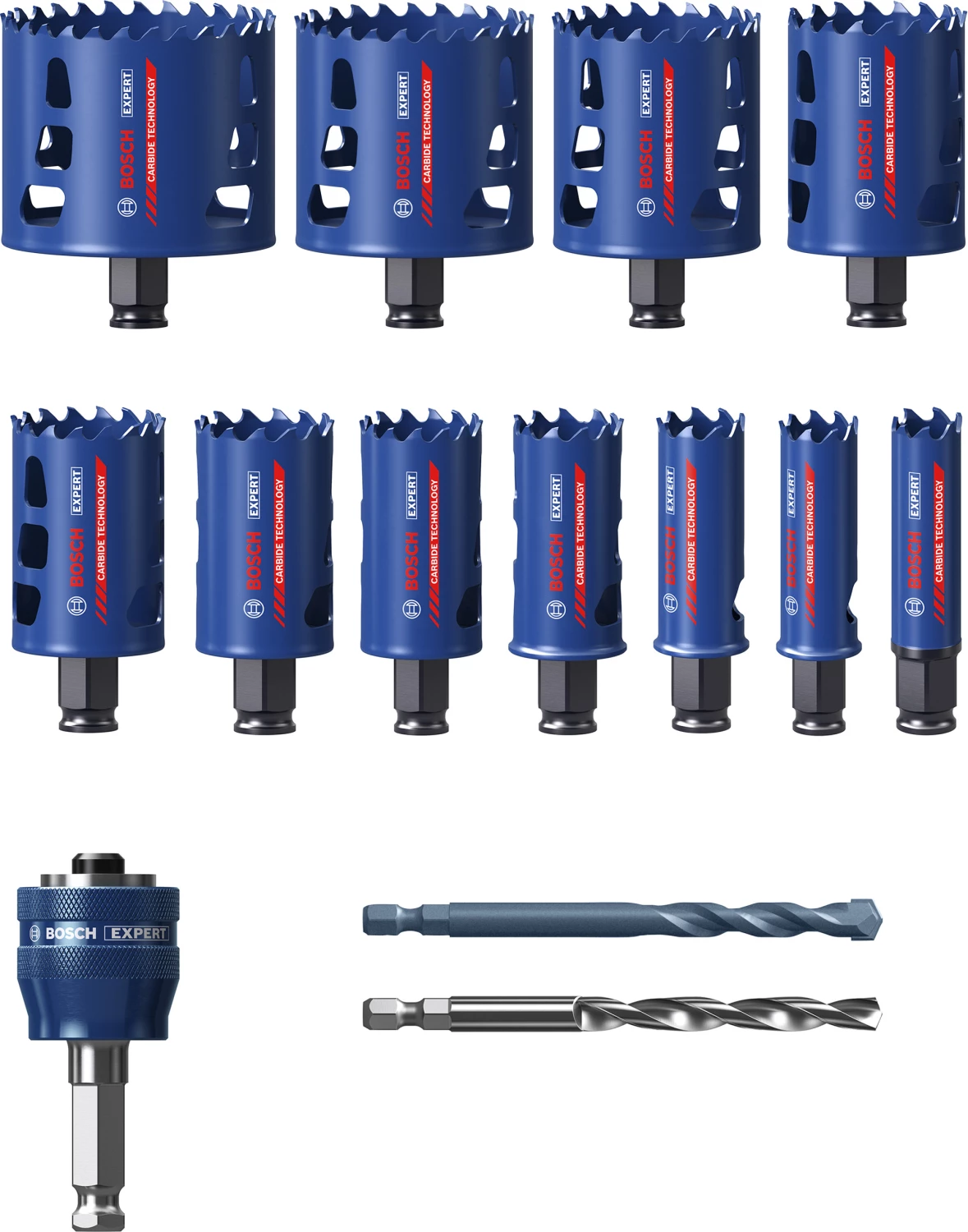 Bosch 2608901909 EXPERT Jeu de 14 forets Power-Change Tough Material universel 20/22/25/32/35/40/44/51/60/68/76-image