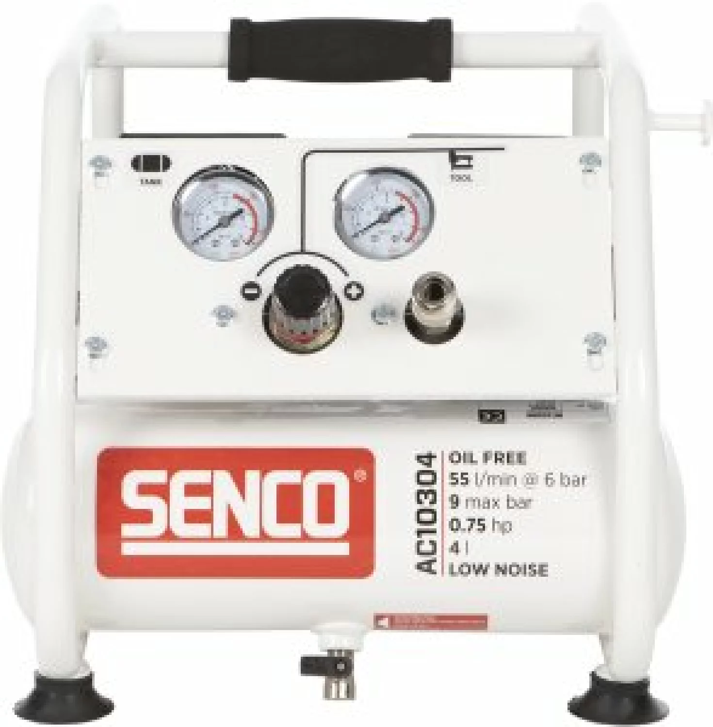 Senco AC10304 - Compresseur d'air silencieux - 550W - 9 bar - 4L - 55L/m-image