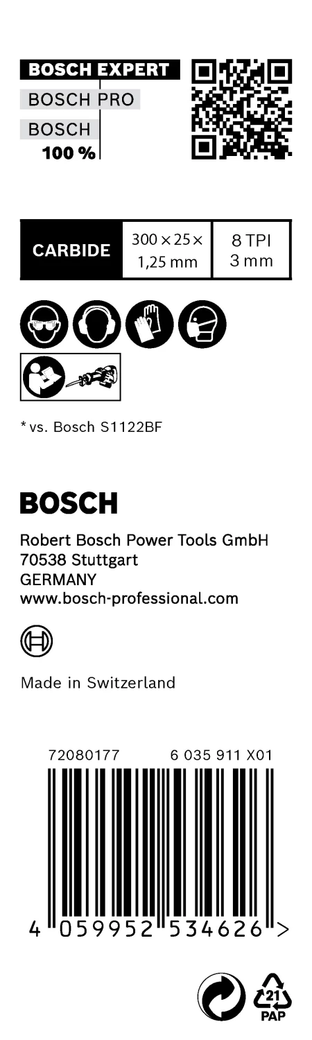 Bosch EXPERT S1255CHC Lame de scie sabre pour métaux épais et résistants - 250 mm - métal (10 pièces)-image