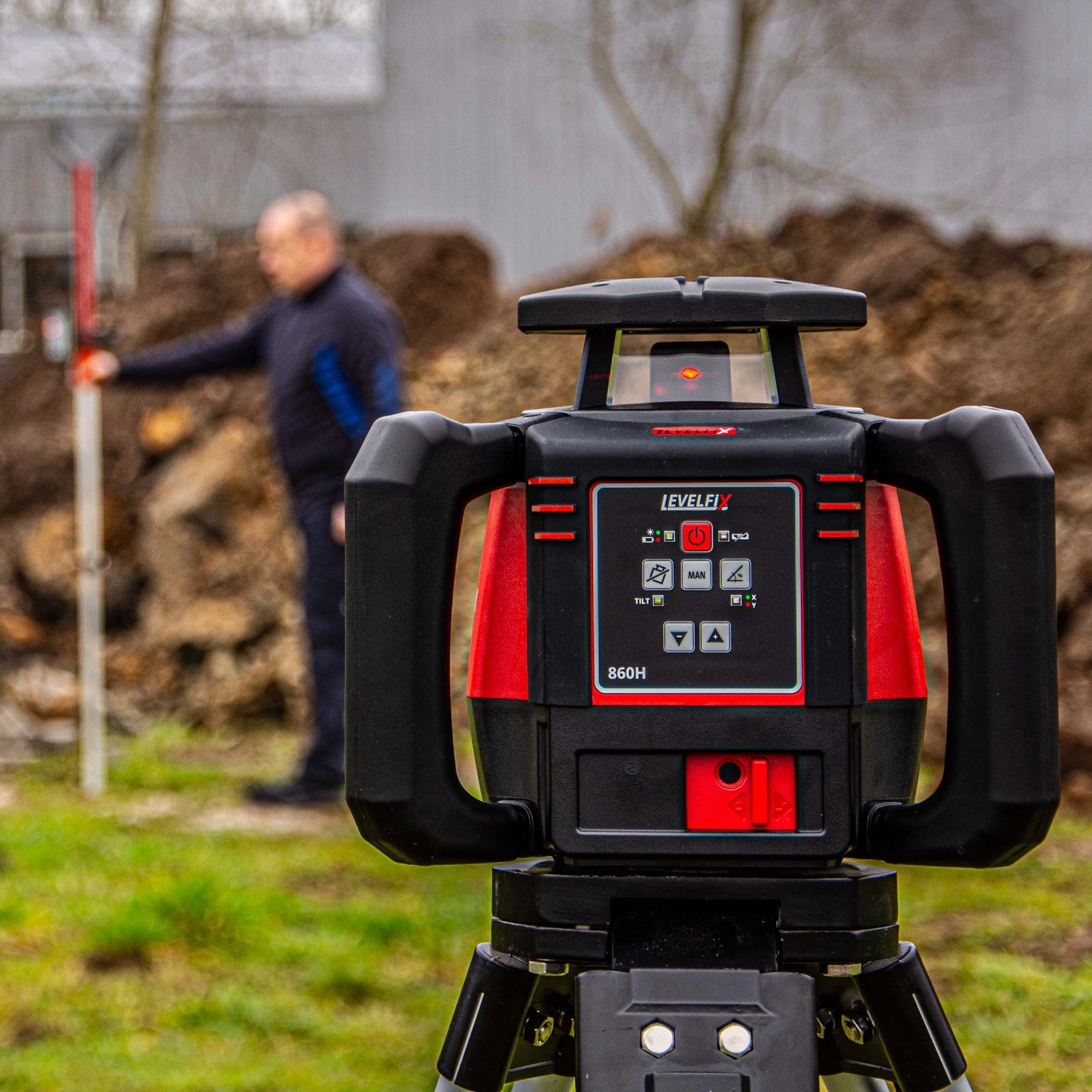 Levelfix 860H Kit laser rotatif avec récepteur dans un boîtier - rouge - 800 m - IP67-image