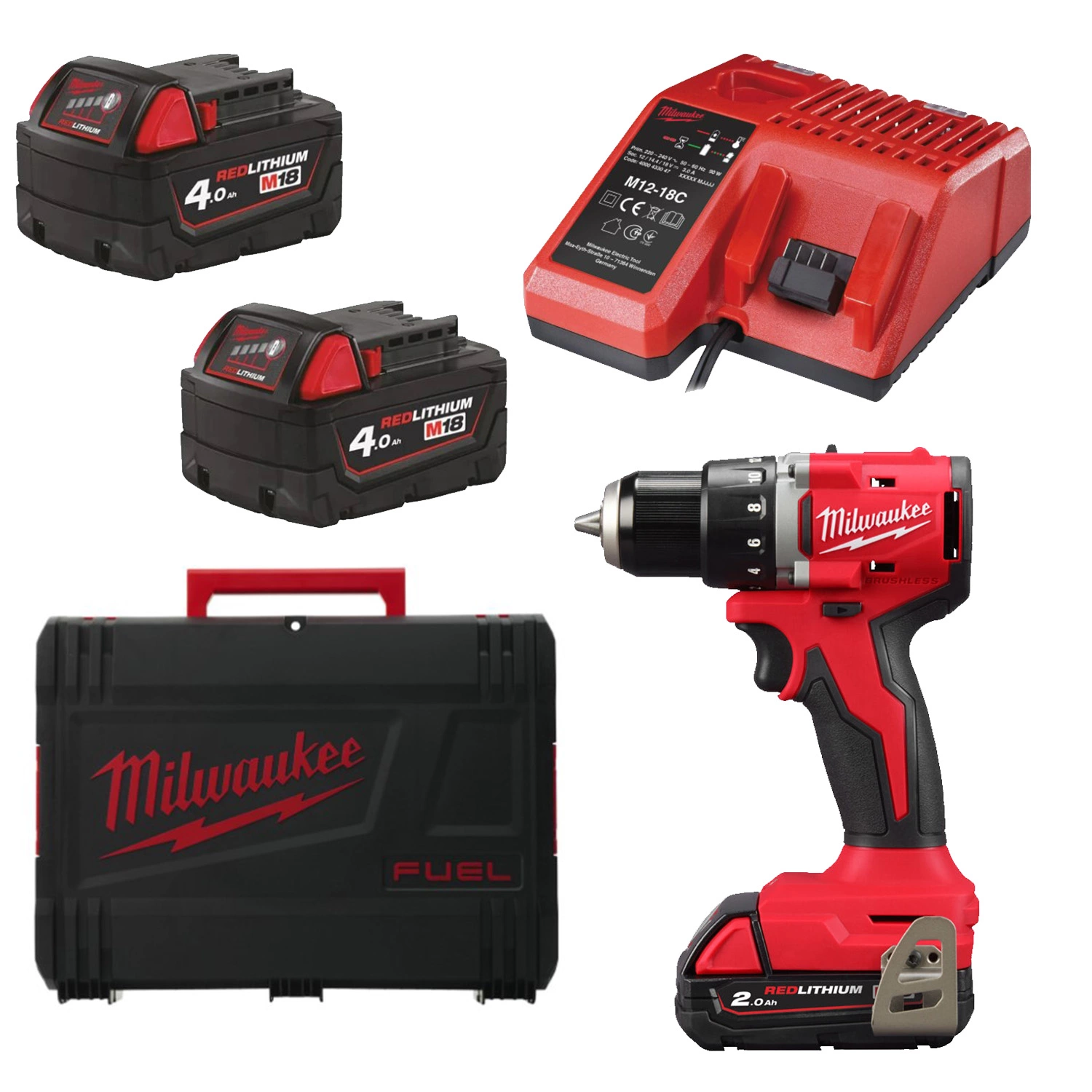 Milwaukee M18 BLDDRC-202C 18V Li-ion accu boor-/schroefmachine (2x 2.0Ah accu) in koffer-image