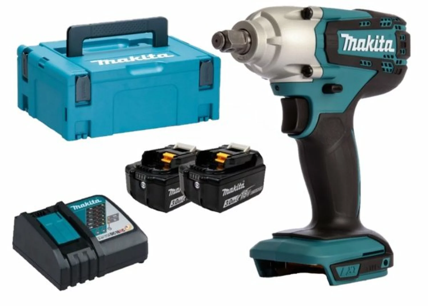 Makita DTW190RFJ - Set clé à choc Li-Ion 18V (2x batterie 3.0Ah) dans MAKPAC - 190Nm - 1/2" - moteur brushless-image