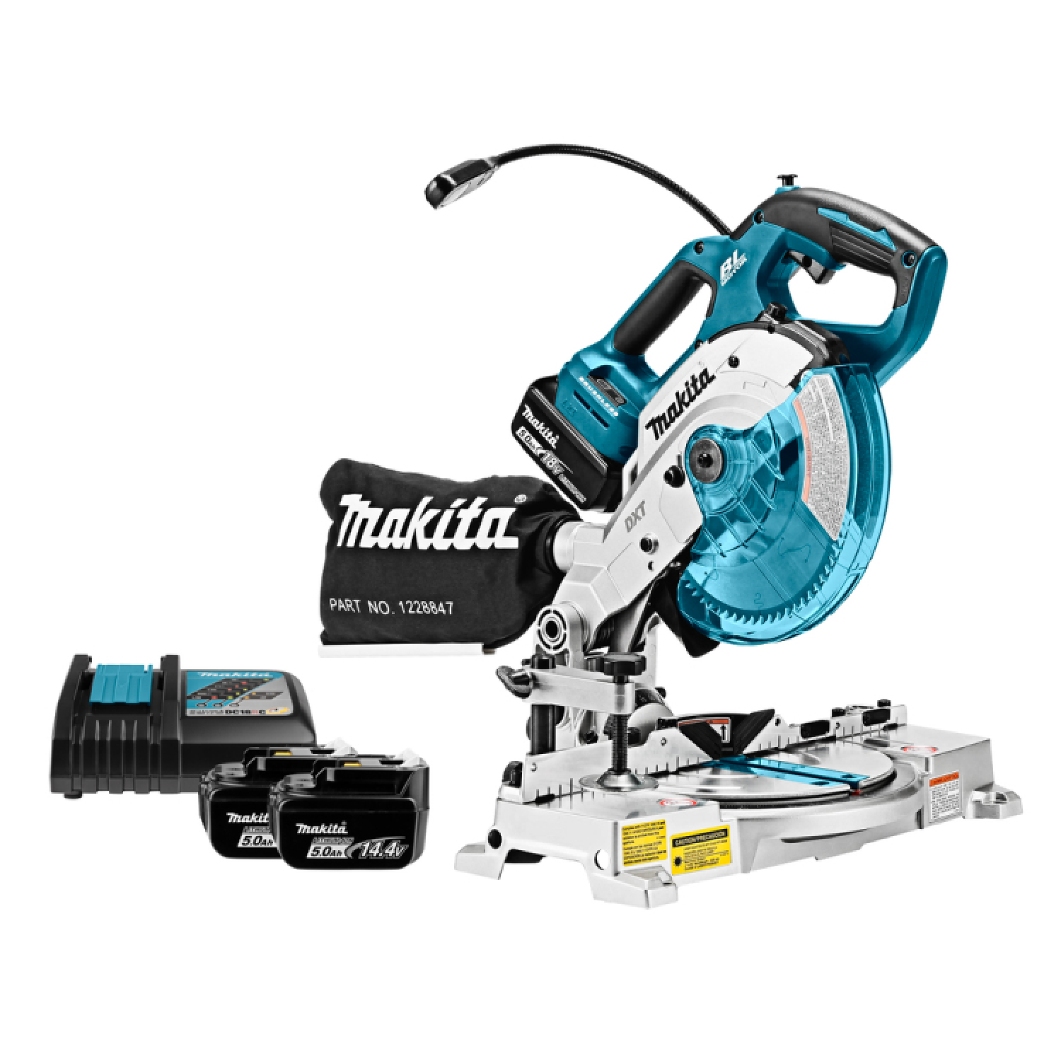 Makita DLS600RTE 18V Li-Ion accu afkort- en verstekzaag set (2x 5.0Ah accu) - 165 x 20mm - koolborstelloos-image