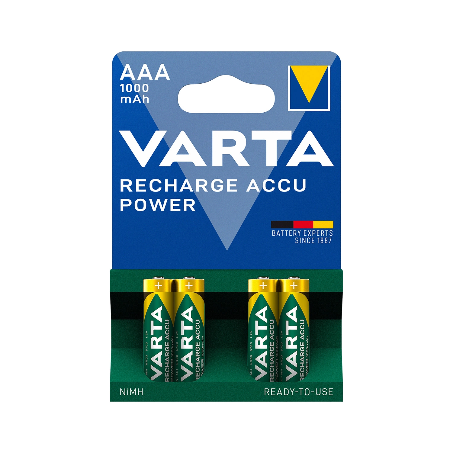 Varta Piles rechargeables AAA – 1000 mAh NiMH – 4 pièces-image