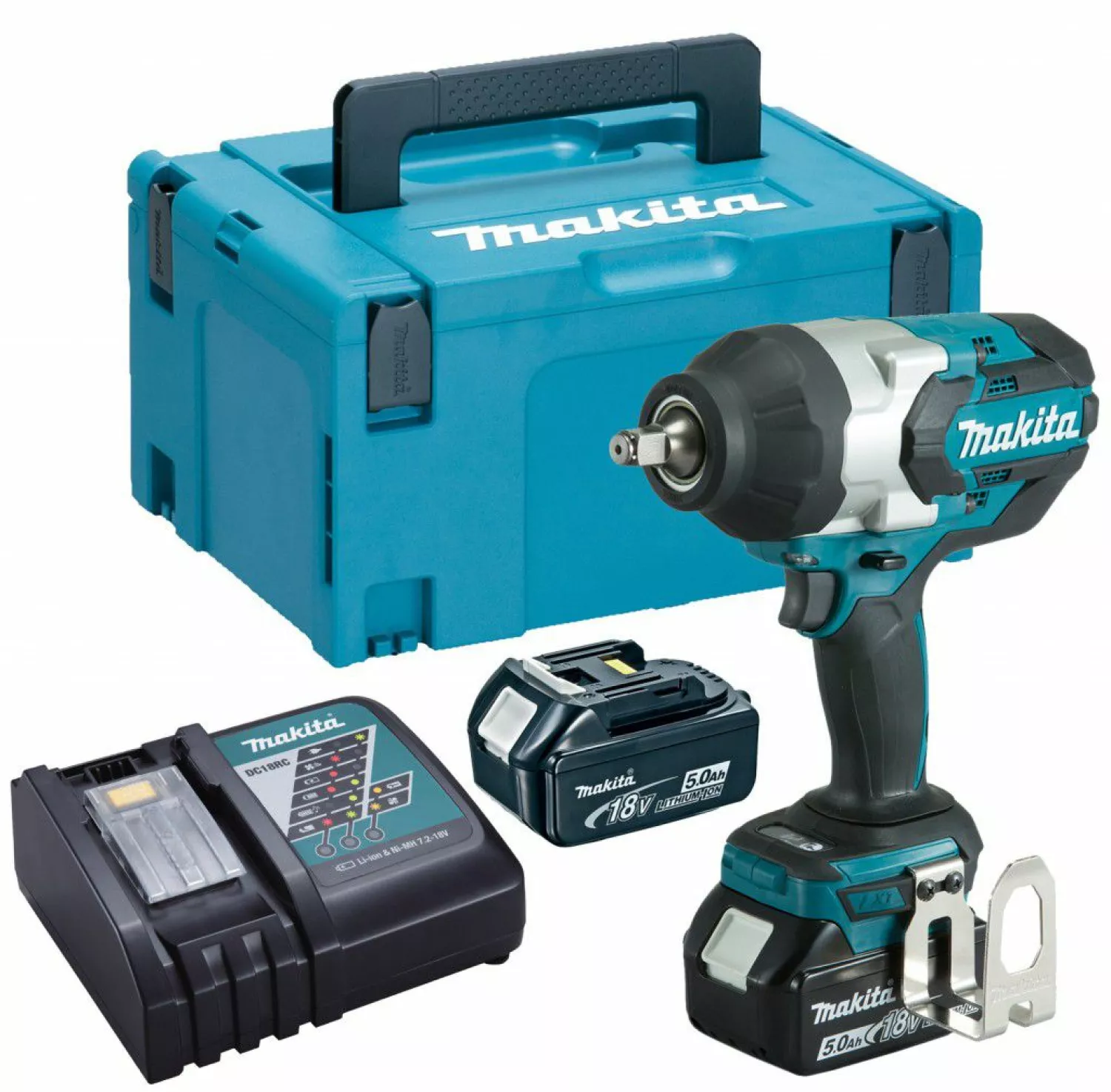 Makita DTW1002RTJ Boulonneuse à chocs sans-fil  - 18V Li-ion - 2 batteries 5,0 ah - MAKPAC - 1050 Nm - 1/2" - Brushless-image