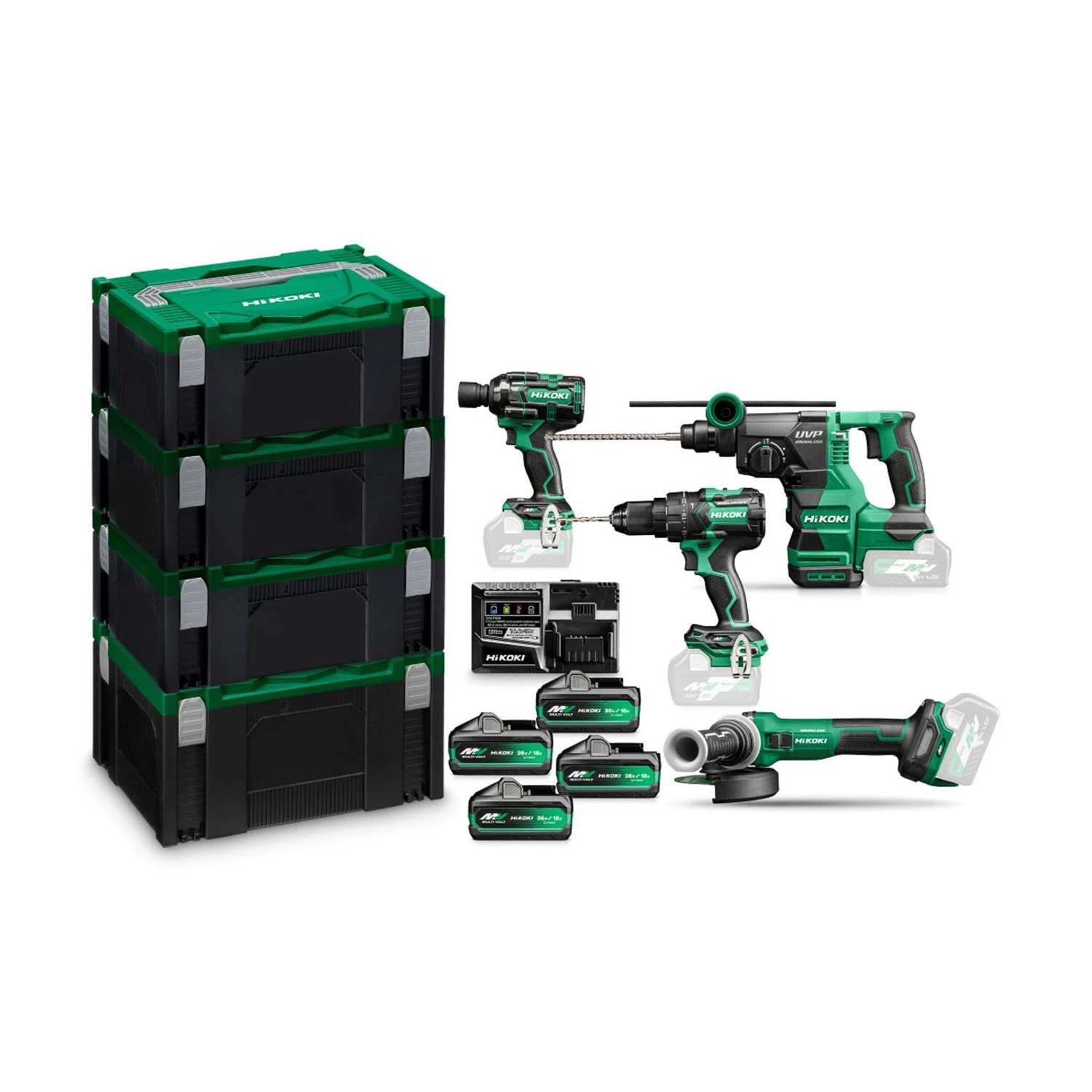 HiKOKI KC36H4A-MVB4 18V Li-ion accu 4-Delige combiset (4x 4.0Ah/8.0Ah accu) in HSC-image