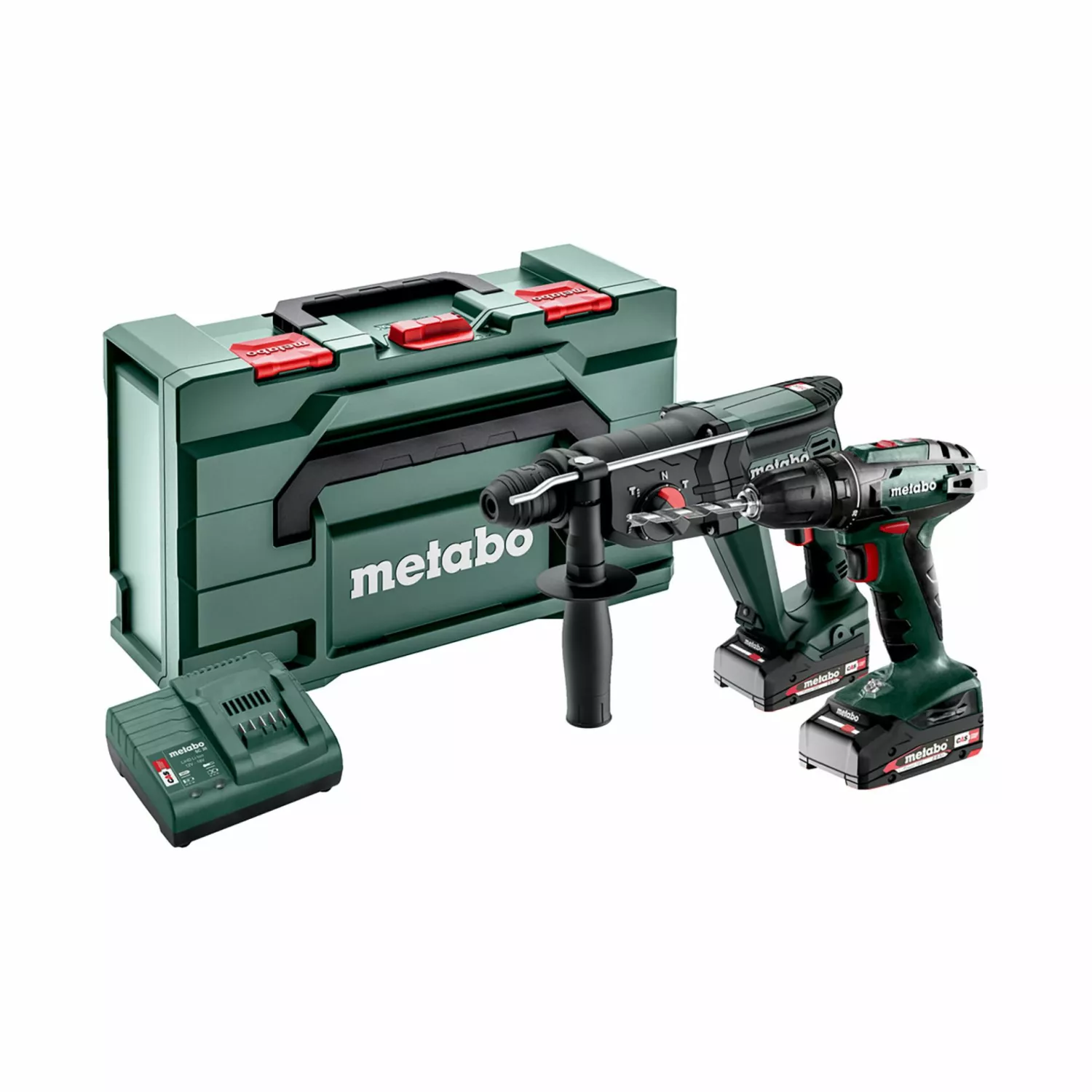 Metabo Comboset 2.3.2. 18V Li-ion Accu-Perceuse et Ensemble de Marteau-Perforateur (2x2.0Ah) dans MetaBOX-image