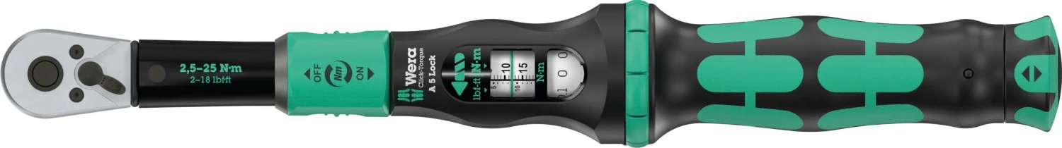 Wera 05075690001 Click-Torque Lock A 5 Clé dynamométrique avec cliquet réversible - 2,5-25 Nm - 1/4 »-image