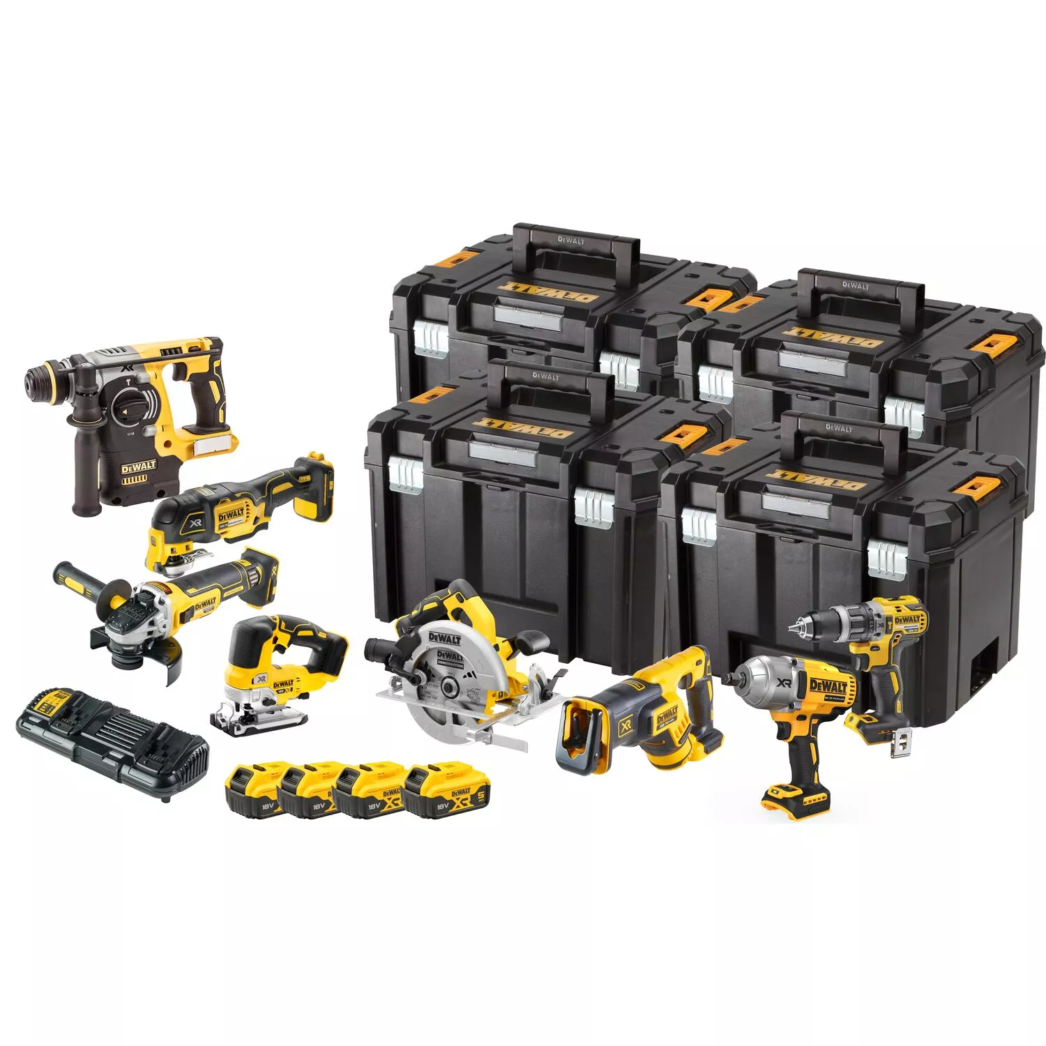 DeWALT DCK865P4T-QW 18V Li-ion XR accu 8-delige combiset (4x 5.0Ah) in TSTAK-image