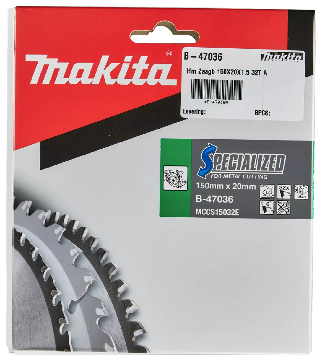 Makita B-46296 Lame de scie circulaire - 150 x 20 - 32 dents - Métal-image