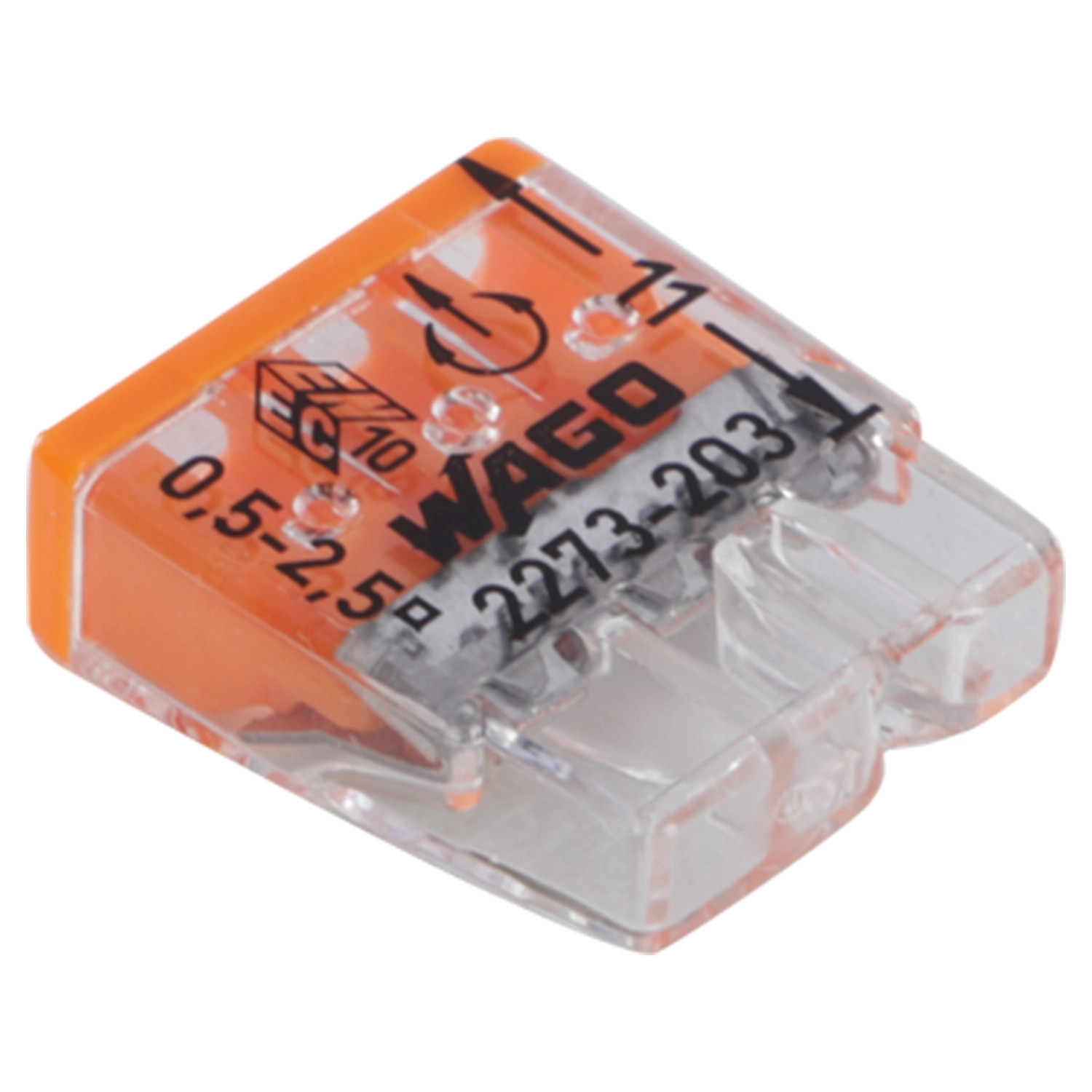 Wago 2273-203 Connecteur de câble 3 pôles - transparent/orange (30 pièces)-image